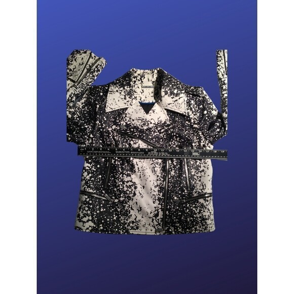 DIANE VON FURSTEBERG  “Joneva” Splatter-Print Leather Moto Jacket, Small, EUC - Picture 4 of 8